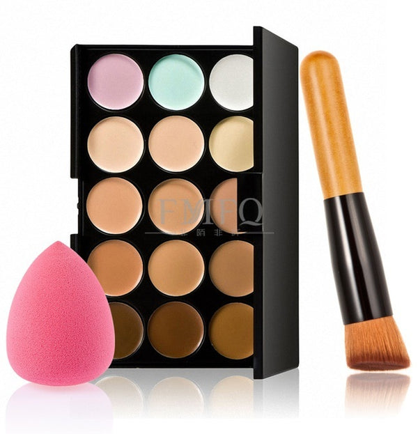 Concealer+Foundation brush Makeup set Kit Cream Based Professional Contour Palette Make up Set Pro Palette brush Sponge Puff