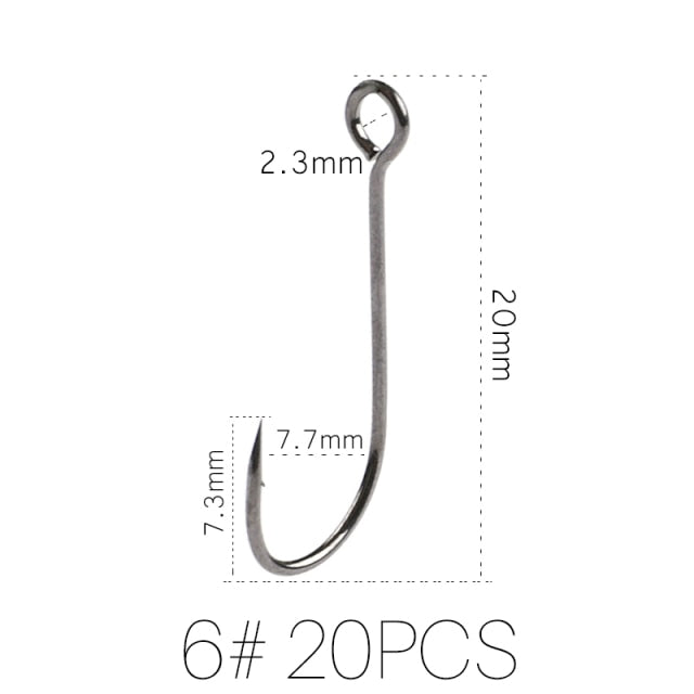 Supercontinent Barb Hook Fishing hook big ring Carbon Steel Single Hooks tackle  Worm Hooks With big eyes Ring 20pcs