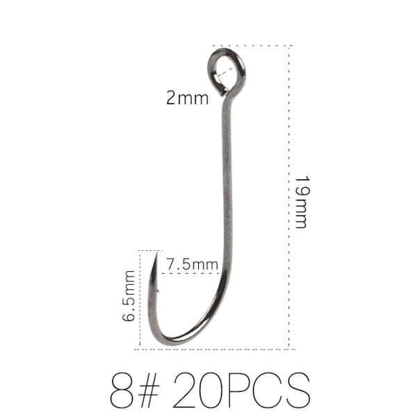 Supercontinent Barb Hook Fishing hook big ring Carbon Steel Single Hooks tackle  Worm Hooks With big eyes Ring 20pcs