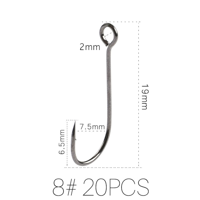 Supercontinent Barb Hook Fishing hook big ring Carbon Steel Single Hooks tackle  Worm Hooks With big eyes Ring 20pcs
