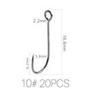 Supercontinent Barb Hook Fishing hook big ring Carbon Steel Single Hooks tackle  Worm Hooks With big eyes Ring 20pcs
