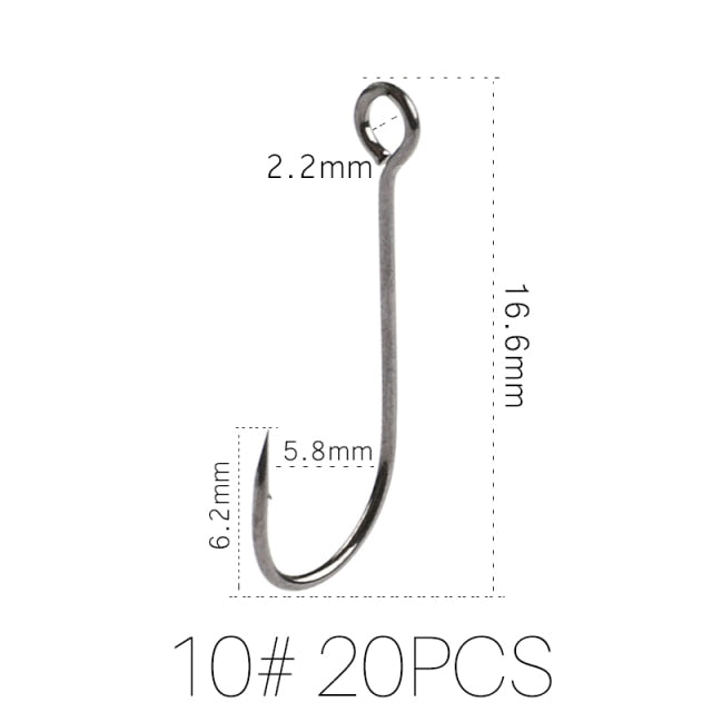 Supercontinent Barb Hook Fishing hook big ring Carbon Steel Single Hooks tackle  Worm Hooks With big eyes Ring 20pcs