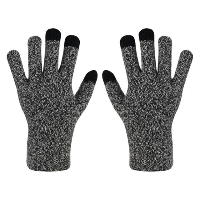 Female Winter Warm Knitted Full Finger Gloves Men Solid Woolen Touch Screen Mittens Women Thick Warm Cycling Driving Gloves H46