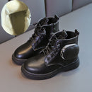 Girls Martin Boots 2021 Winter Autumn New Little Princess Single Boots British Style Fashion Children Pockets Short Boots