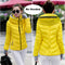 2021 Winter Jacket women Short Womens Parkas Thicken Outerwear solid hooded Coats Zipper Female Slim Cotton padded basic tops