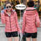 2021 Winter Jacket women Short Womens Parkas Thicken Outerwear solid hooded Coats Zipper Female Slim Cotton padded basic tops
