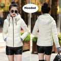 2021 Winter Jacket women Short Womens Parkas Thicken Outerwear solid hooded Coats Zipper Female Slim Cotton padded basic tops