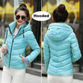 2021 Winter Jacket women Short Womens Parkas Thicken Outerwear solid hooded Coats Zipper Female Slim Cotton padded basic tops