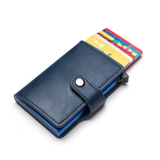 Bycobecy Casual Credit Card Holder RFID Aluminum Box Men & Women Leather Wallet Hasp Smart ID Card Case