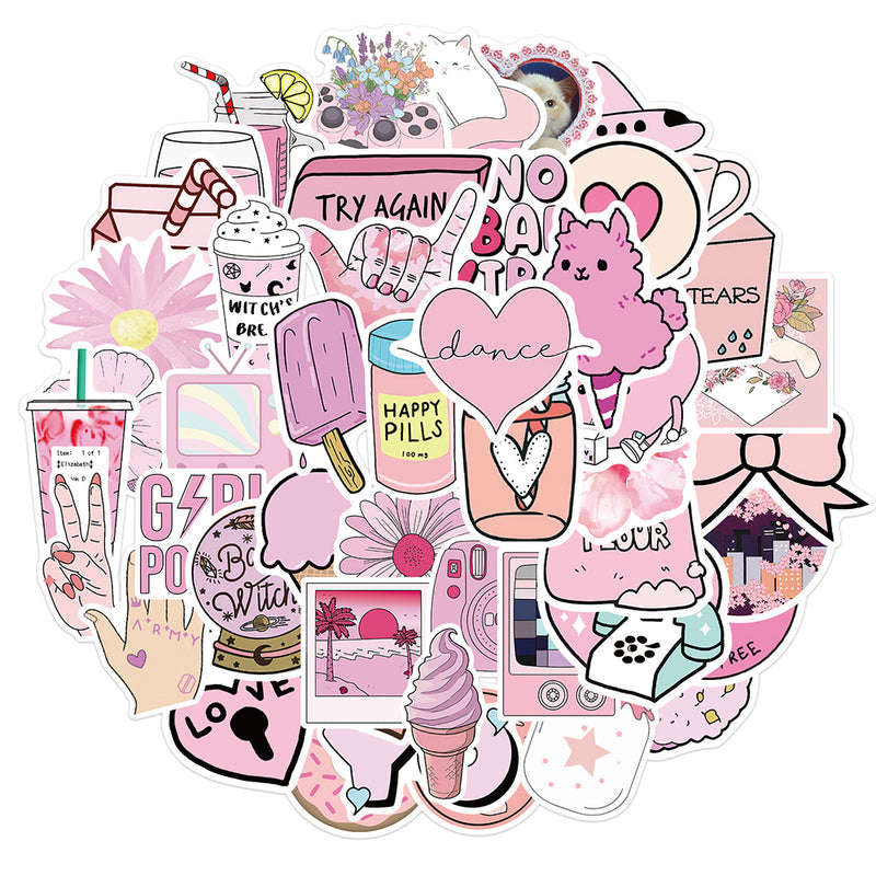 10/30/50PCS Funny Pink Style Girl Cartoon Aesthetic Stickers Car Motorcycle Travel Luggage Guitar Waterproof Graffiti Sticker