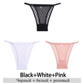 3Pcs/Lot Women Lace Mesh Briefs Sexy Transparent Underwear Low Waist Panties Lady Thongs M-2XL Girls Intimates Lingerie G-String