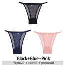 3Pcs/Lot Women Lace Mesh Briefs Sexy Transparent Underwear Low Waist Panties Lady Thongs M-2XL Girls Intimates Lingerie G-String