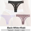 3Pcs/Lot Women Lace Mesh Briefs Sexy Transparent Underwear Low Waist Panties Lady Thongs M-2XL Girls Intimates Lingerie G-String