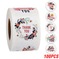 100-500pcs Thank You Round Sticker Scrapbook Envelope Seal Sticker Gift Flower Decoration Stationery Label Sticker