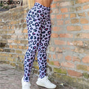 FCCEXIO Leopard Stripe 3D Print Women's Pants Push Up Running Sports Leggings Slim Pants Female Casual Trousers Fitness Leggings