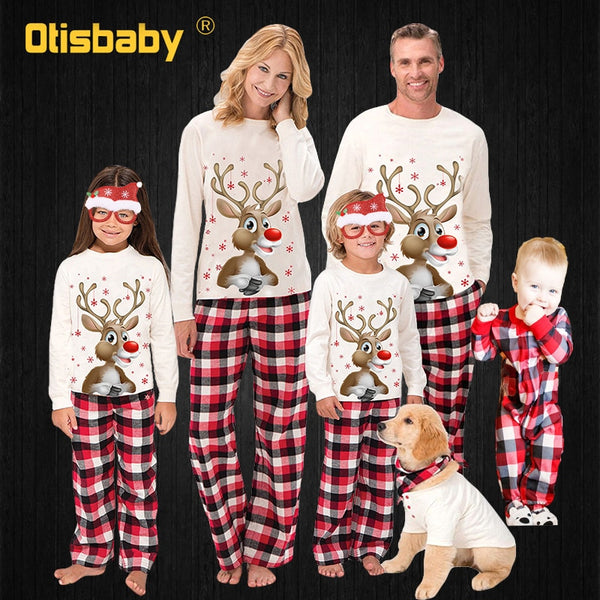 Winter 2021 Cotton Family Matching Christmas Pajamas New Year Mother Daughter Clothing Set Mom Daddy Baby Girl Boy Family Look
