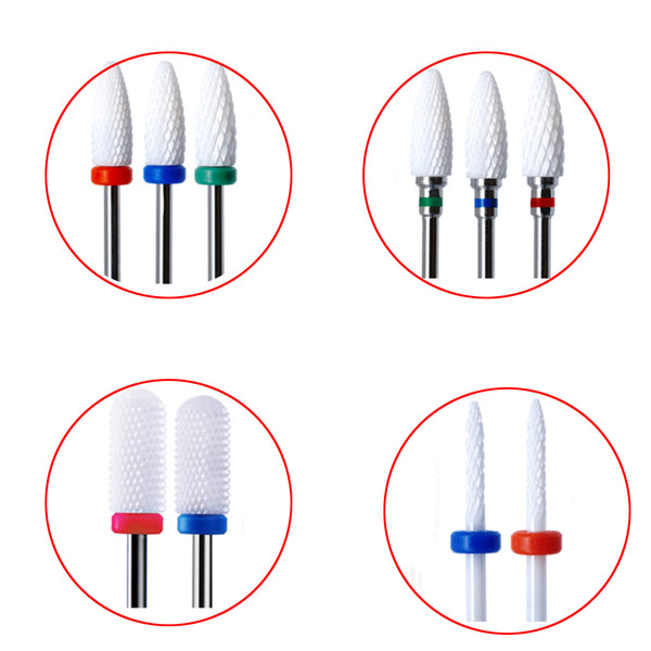 10 Type Ceramic Nail Drill Bits For Electric Drill Manicure Accessory Milling Cutter Suitable For All Nail Drill Machines