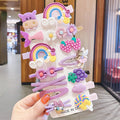 14Pcs Children Girls Hairpins Set Cute Fruit Rainbow Flower Kids Headwear Baby Girl Hair Accessories for Toddler Girl Hair Clip