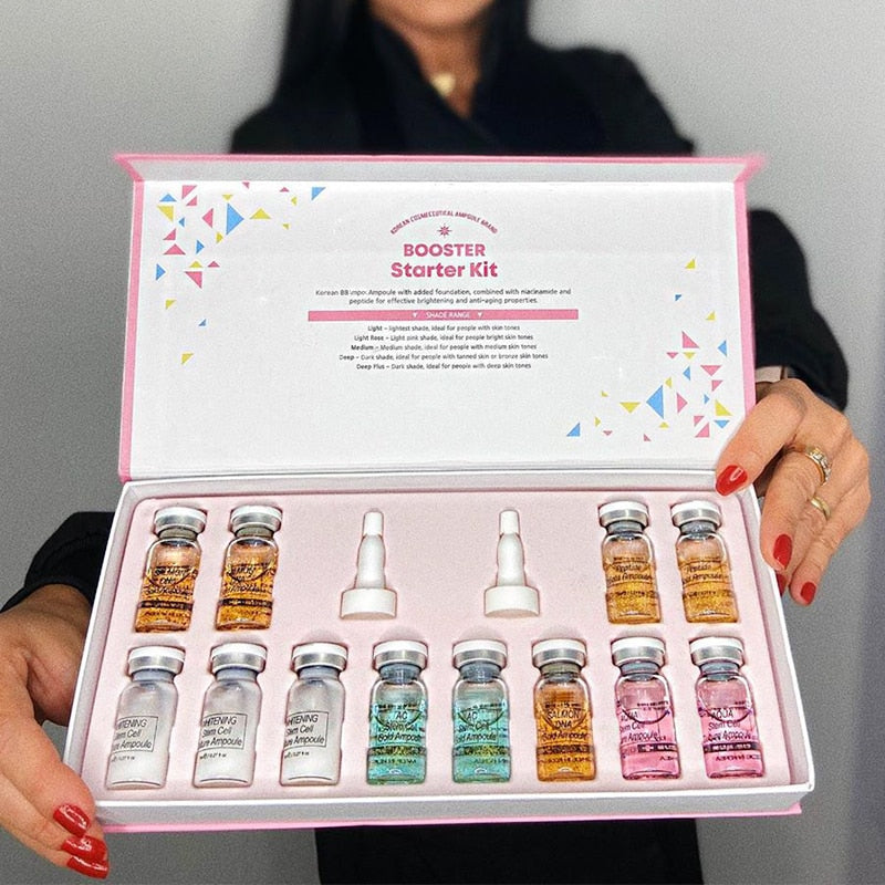 12 vials Korean Cosmetic Dermawhite BB Cream Glow Beginner Starter Kit Stayve Liquid Foundation For Skin Whitening Brightening