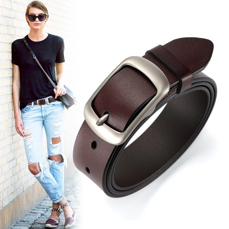 New Luxury Genuine Leather Belt For Women Jean Strap Casual All Match Ladies Adjustable Belt Designer High Quality Brand Girdle