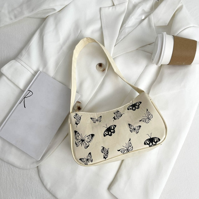 Animal Pattern Print Canvas Shoulder Underarm Bag Vintage Ladies Small Purse Handbags Casual All-match Fashion Women Square Bags