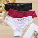 FINETOO 3Pcs/set Lace Panties Sexy Low-rise Brazilian Underwear Fashion Lattice Transparent Underpants M-2XL Sexy Panty Lingerie