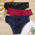 FINETOO 3Pcs/set Lace Panties Sexy Low-rise Brazilian Underwear Fashion Lattice Transparent Underpants M-2XL Sexy Panty Lingerie