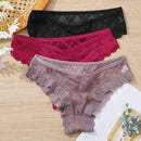 FINETOO 3Pcs/set Lace Panties Sexy Low-rise Brazilian Underwear Fashion Lattice Transparent Underpants M-2XL Sexy Panty Lingerie