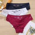 FINETOO 3Pcs/set Lace Panties Sexy Low-rise Brazilian Underwear Fashion Lattice Transparent Underpants M-2XL Sexy Panty Lingerie