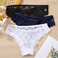 FINETOO 3Pcs/set Lace Panties Sexy Low-rise Brazilian Underwear Fashion Lattice Transparent Underpants M-2XL Sexy Panty Lingerie