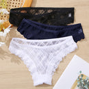 FINETOO 3Pcs/set Lace Panties Sexy Low-rise Brazilian Underwear Fashion Lattice Transparent Underpants M-2XL Sexy Panty Lingerie