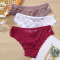 FINETOO 3Pcs/set Lace Panties Sexy Low-rise Brazilian Underwear Fashion Lattice Transparent Underpants M-2XL Sexy Panty Lingerie