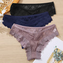 FINETOO 3Pcs/set Lace Panties Sexy Low-rise Brazilian Underwear Fashion Lattice Transparent Underpants M-2XL Sexy Panty Lingerie