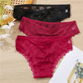 FINETOO 3Pcs/set Lace Panties Sexy Low-rise Brazilian Underwear Fashion Lattice Transparent Underpants M-2XL Sexy Panty Lingerie