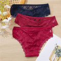 FINETOO 3Pcs/set Lace Panties Sexy Low-rise Brazilian Underwear Fashion Lattice Transparent Underpants M-2XL Sexy Panty Lingerie