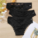 FINETOO 3Pcs/set Lace Panties Sexy Low-rise Brazilian Underwear Fashion Lattice Transparent Underpants M-2XL Sexy Panty Lingerie