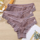 FINETOO 3Pcs/set Lace Panties Sexy Low-rise Brazilian Underwear Fashion Lattice Transparent Underpants M-2XL Sexy Panty Lingerie