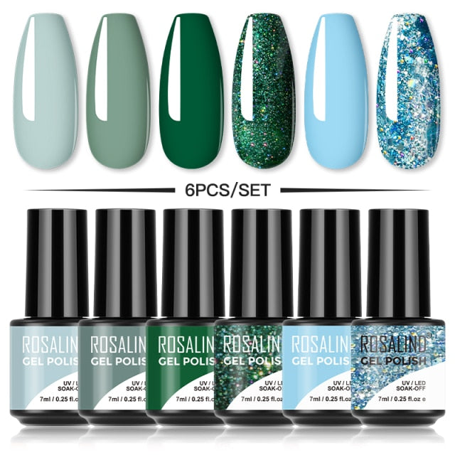 ROSALIND Gel Nail Polish Set 4/6PCS Mix Color Nail Kit For Manicure Nail Polish Vernis Semi Permanent UV Lamp Gellak Nail Kit