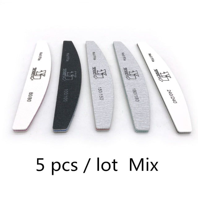 2/5pcs/lot Nail File Mix Color Limas 80/100/150/180/240 Grit Sandpaper Disposable Cuticle Remover Buffers Manicure  Tool Set