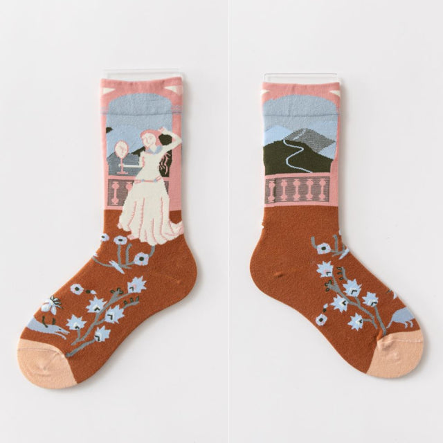Hot Sale Colorful Cartoon Creative Fashion Vine Graffiti Novelty Men Women Socks Winter Warm Comfortable Cotton Socks Dropship