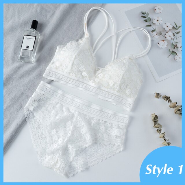 Women Lace Bra Sets Seamless Underwear Backless Vest Sexy Panties Padded Female Intimates Bralette Lingerie Ultrathin Briefs