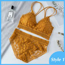 Women Lace Bra Sets Seamless Underwear Backless Vest Sexy Panties Padded Female Intimates Bralette Lingerie Ultrathin Briefs