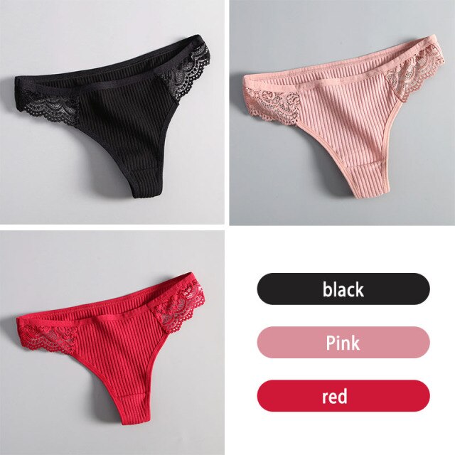 3Pcs/Lot Women's Cotton G-String Thong Panties String Underwear Women Briefs Sexy Lingerie Pants Intimate Ladies