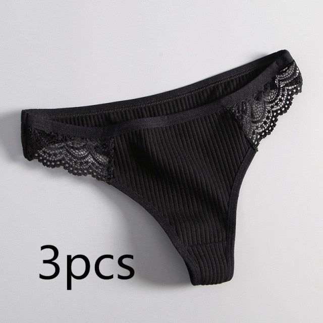 3Pcs/Lot Women's Cotton G-String Thong Panties String Underwear Women Briefs Sexy Lingerie Pants Intimate Ladies