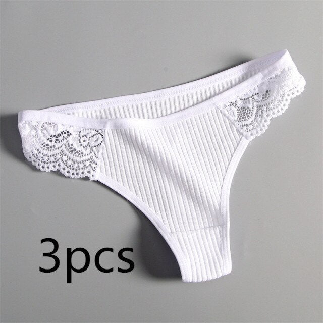 3Pcs/Lot Women's Cotton G-String Thong Panties String Underwear Women Briefs Sexy Lingerie Pants Intimate Ladies