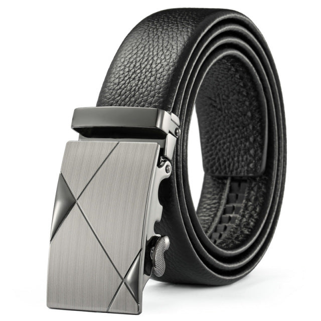 Men Belts Metal Automatic Buckle Brand High Quality Leather Belts for Men Famous Brand Luxury Work Business Strap  ZDP001D
