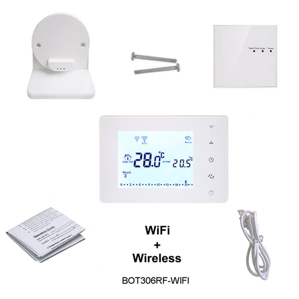 Beok Wireless RF Wifi Smart Thermostat for Gas Boiler Temperature Controller USB Powered Works with Google Home Alexa