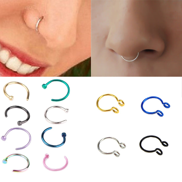 2pcs U Shaped Fake Nose Ring Hoop Septum Rings Stainless Steel Nose Piercing Fake Piercing Oreja Pircing Jewelry