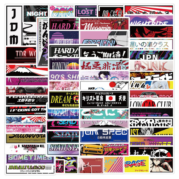 10/30/66PCS Japan Racing Style JDM Modification Sticker For Suitcase Skateboard Laptop Phone Car Styling Decal Sticker Kids Toy