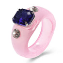 New Cute Transparent Resin Acrylic Handmade Beaded Rhinestone Colourful Geometric Square Round Rings for Women Y2k Jewelry Party